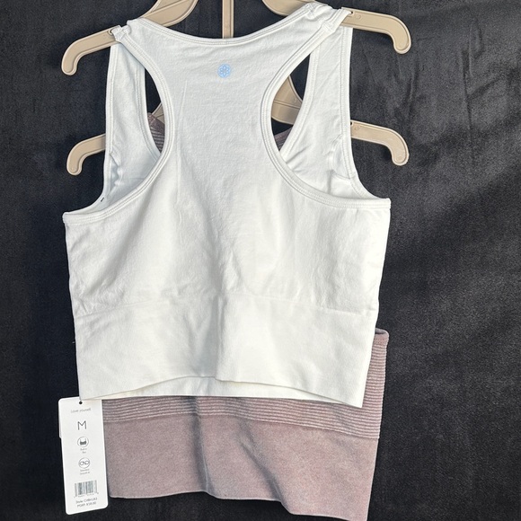 Harmony & Balance Ribbed Sports Bra - Mauve and White - Picture 6 of 14